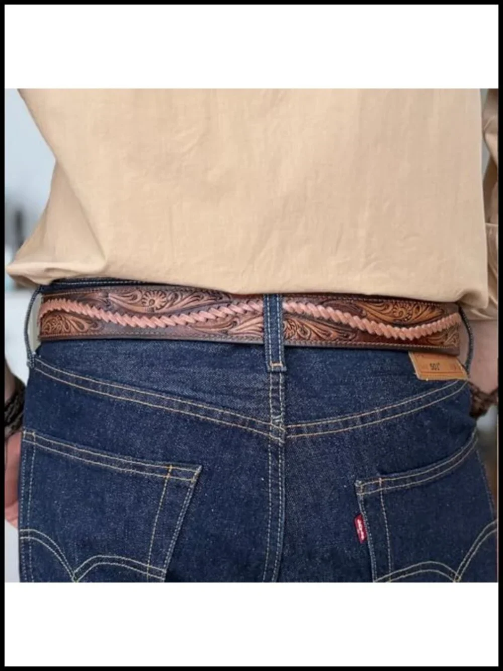 Men's Full Grain Leather Cowboy Belt 1.5